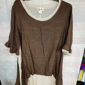 Lady Noiz 2XL Layered Brown Tunic Top